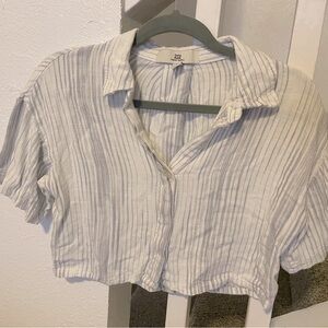 Matching shorts/crop top set white with grey lines. X-small size,Thread+Supply.